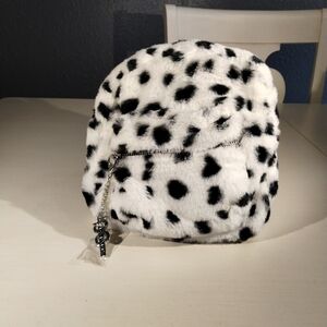 Fuzzy Black and White Backpack